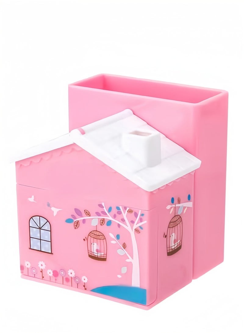 Pen holder office desk storage box 4-grid pencil storage box suitable for pink office and household items